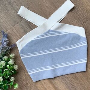 Babaton Sculpt Knit Striped Criss Cross Crop Top